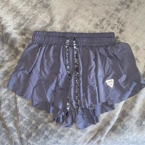 Gray Athletic Shorts with Elastic Waistband and Drawstring